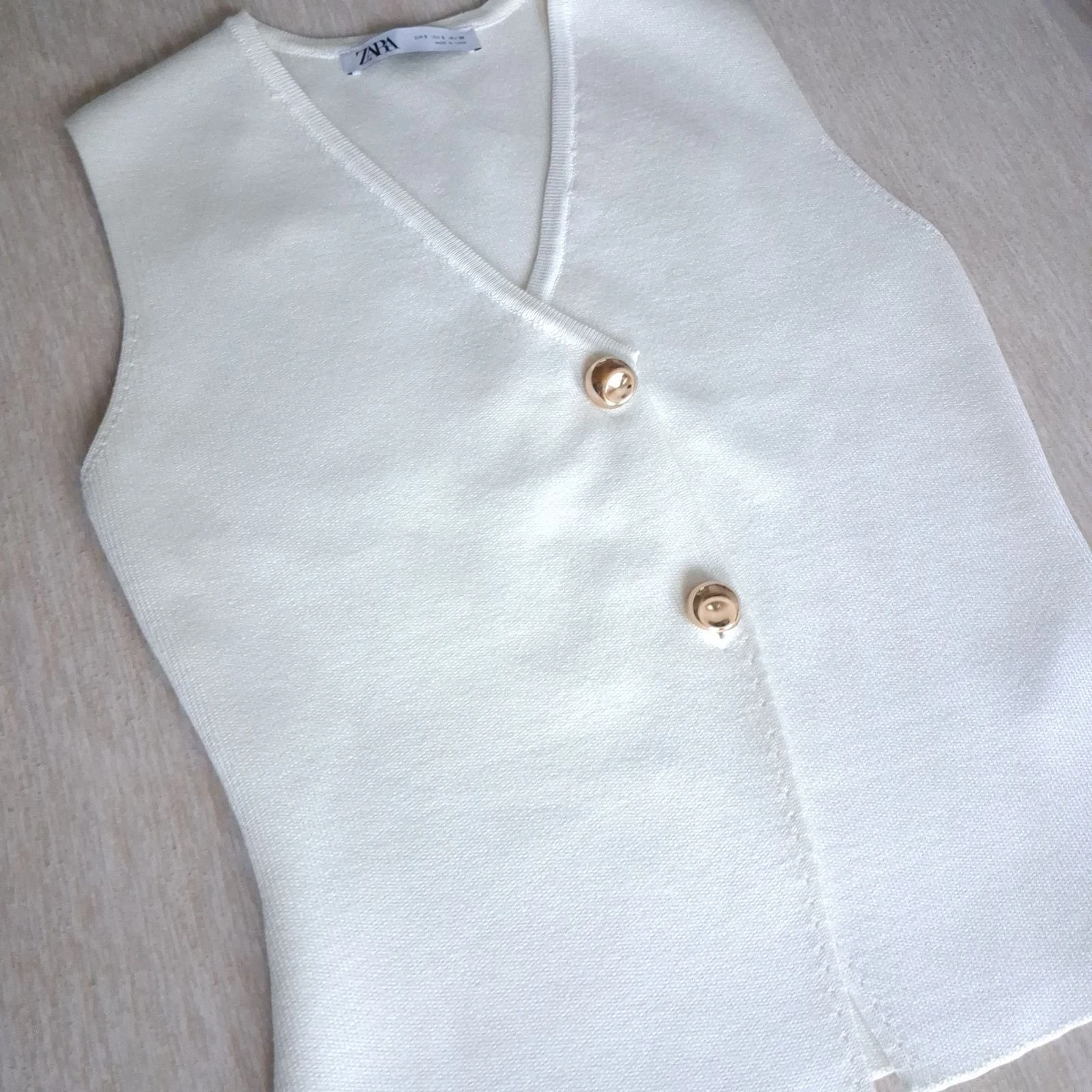 Zara colete sem mangas regata branco quebrado creme marfim écru – photo 2